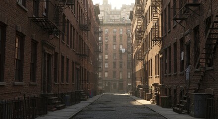 Urban alleyway sunlight