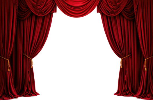 Isolated Red Stage Drapes for Performing Arts Design.