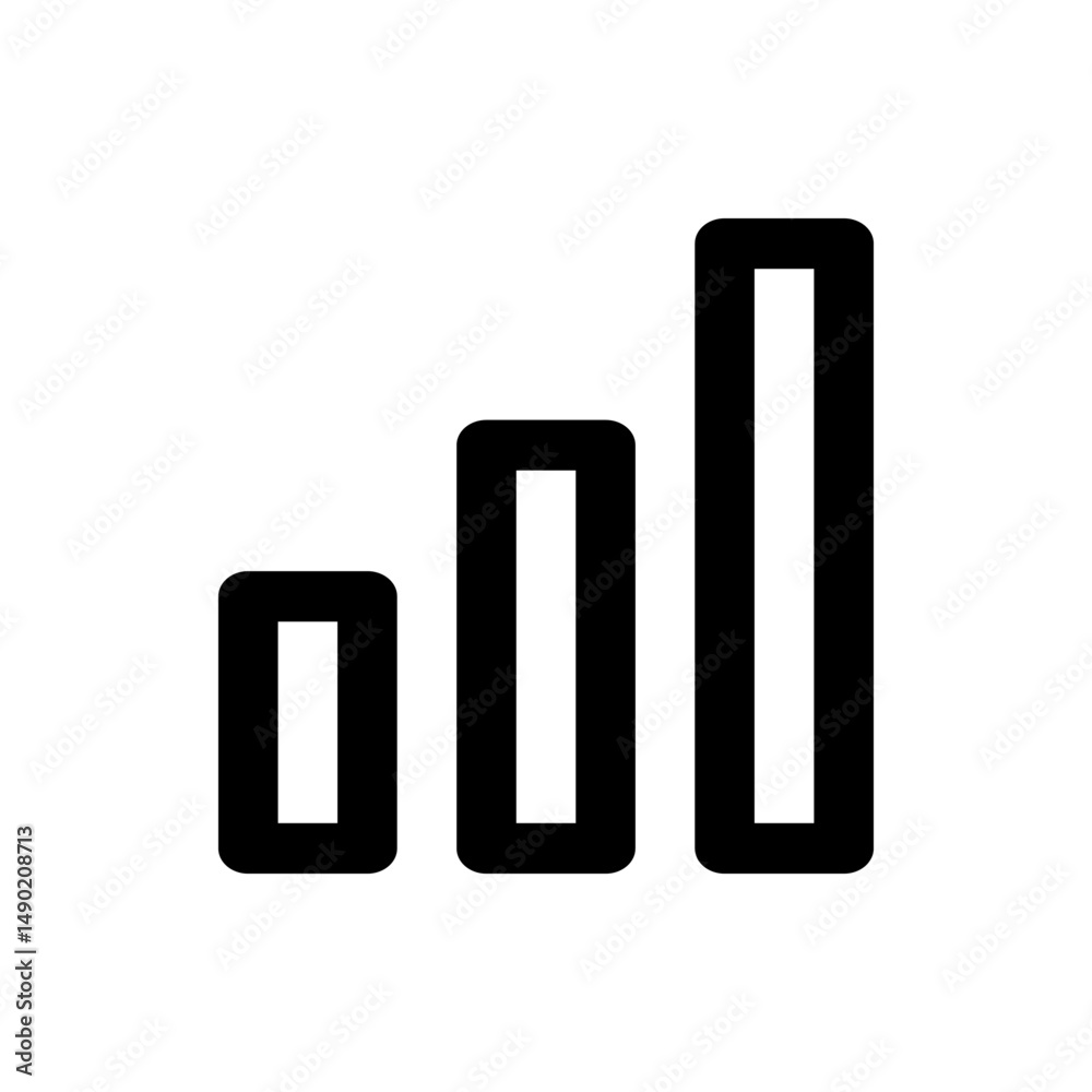 Poster three vertical bars of increasing height with rounded edges symbolizing signal strength indicator im