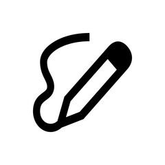 Stylized drawing of a pencil with a curved line extending from it on a white background illustration
