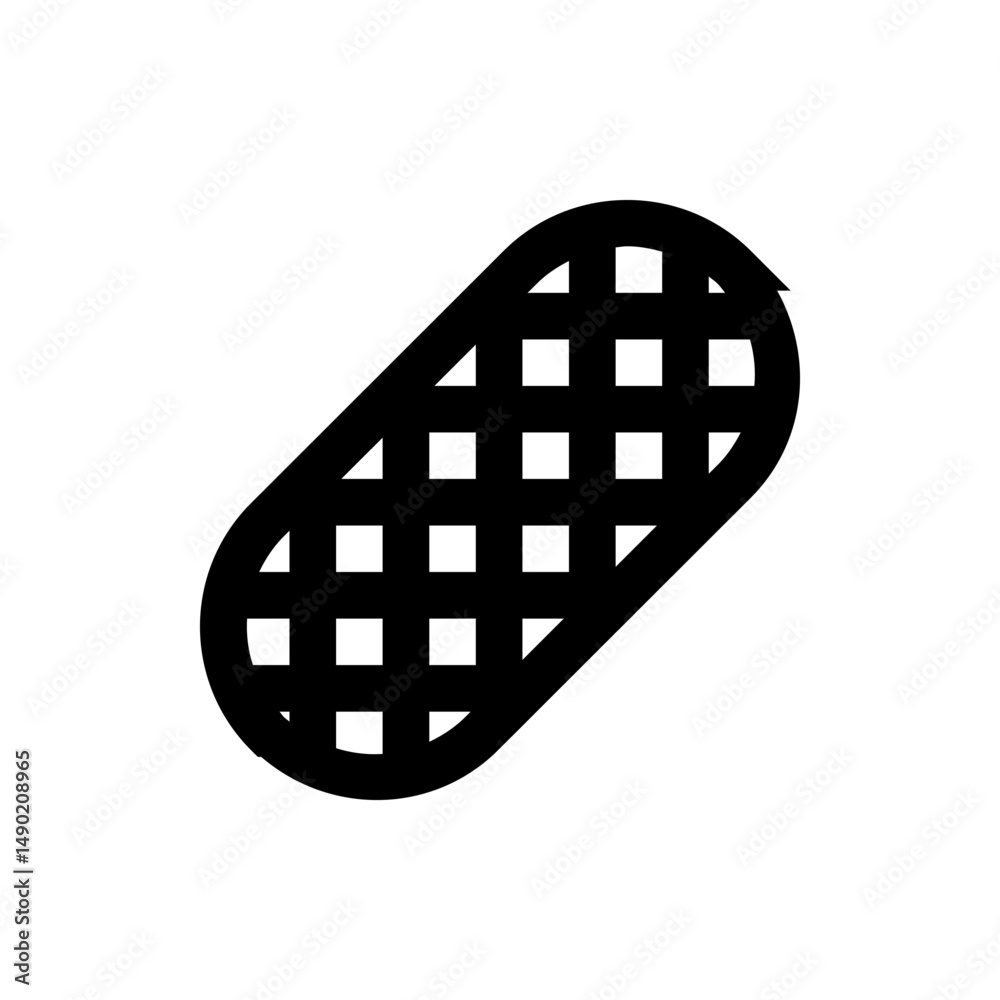 Poster black rounded rectangle with a grid pattern inside on a white background in a simple vector style