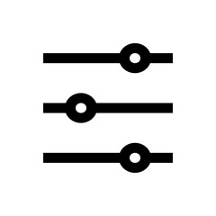 Three horizontal black sliders with circular handles and white centers arranged vertically on white background