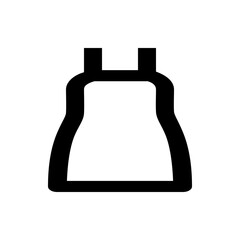 Illustration of a simple black dress with straps and a slightly flared skirt on a white background view