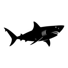 Fototapeta premium Silhouette of a shark with sharp teeth on a dark background