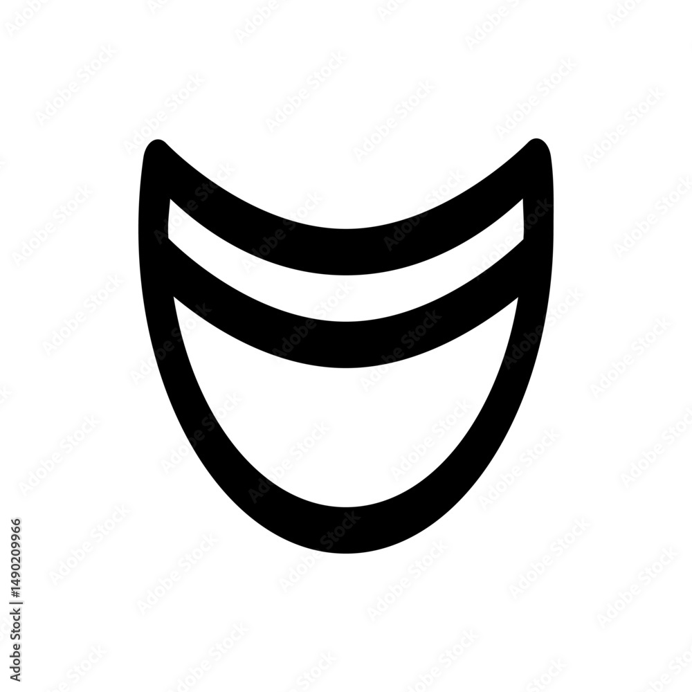 Poster abstract curved shape with two parallel lines forming a bowl like structure in black and white desig