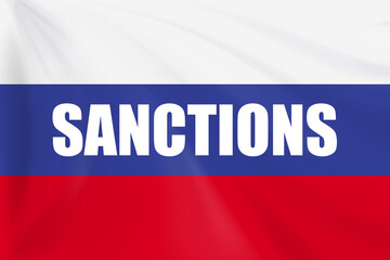 Russian flag background, symbolizing international economic and political restrictions. Useful for news, editorial, or geopolitical design.

