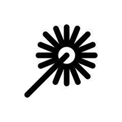 Illustration of a black spur with radiating spikes and a central circle on a white background design