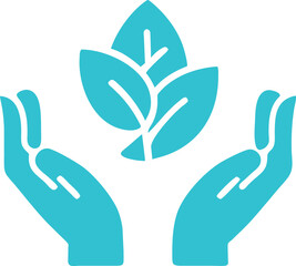 Naklejka premium Hands Protecting Nature Green Leaves Icon