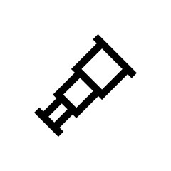 Stylized black and white illustration of a telescope with geometric shapes on a white background view tool