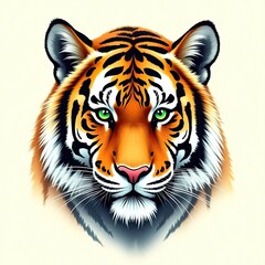 Fototapeta premium Highly Detailed Vibrant Illustration Majestic Tiger Face Headshot