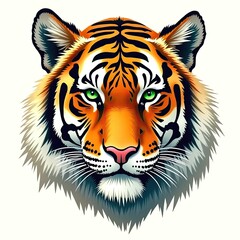 Fototapeta premium Highly Detailed Vibrant Illustration Majestic Tiger Face Headshot