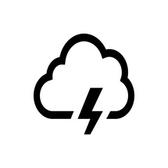 Illustration of a black cloud with a lightning bolt underneath it indicating a thunderstorm weather condition