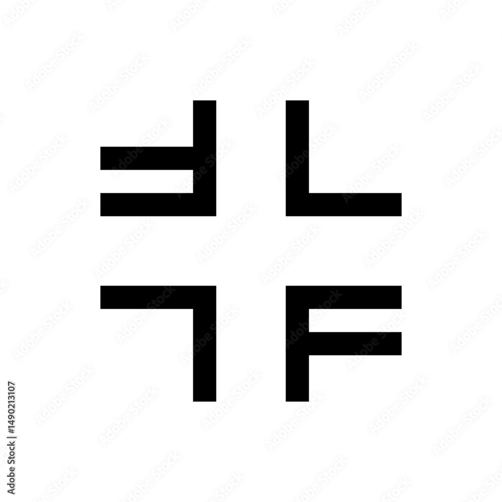Poster black shapes arranged in a cross formation with distinct geometric patterns on a white background pl