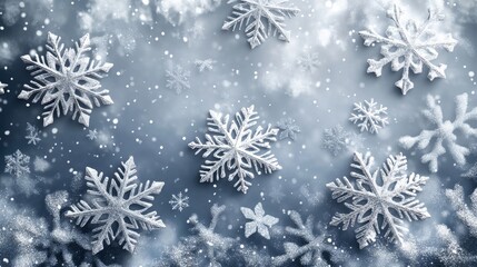 Christmas background with shining silver snowflakes. Christmas and happy new year texture creative design with shadow decoration. Luxury and elegant graphic elements.