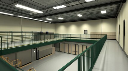 Modern warehouse mezzanine office space design