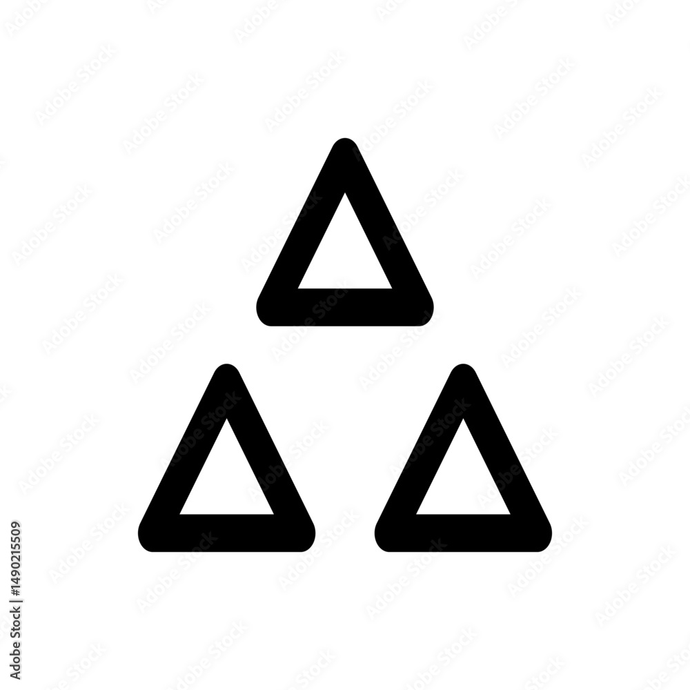 Poster three black outlined triangles arranged in a triangular pattern on a white background image display