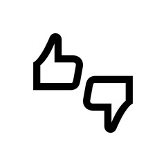 Illustration of a thumbs up and thumbs down icon in black outline on a white background design element
