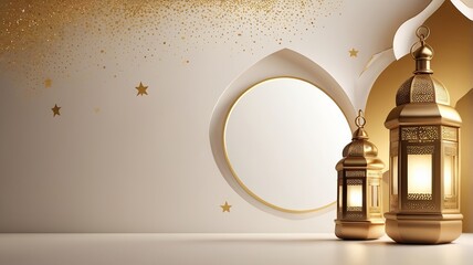 Elegant golden lanterns set against a shimmering backdrop, evoking a festive ambiance.