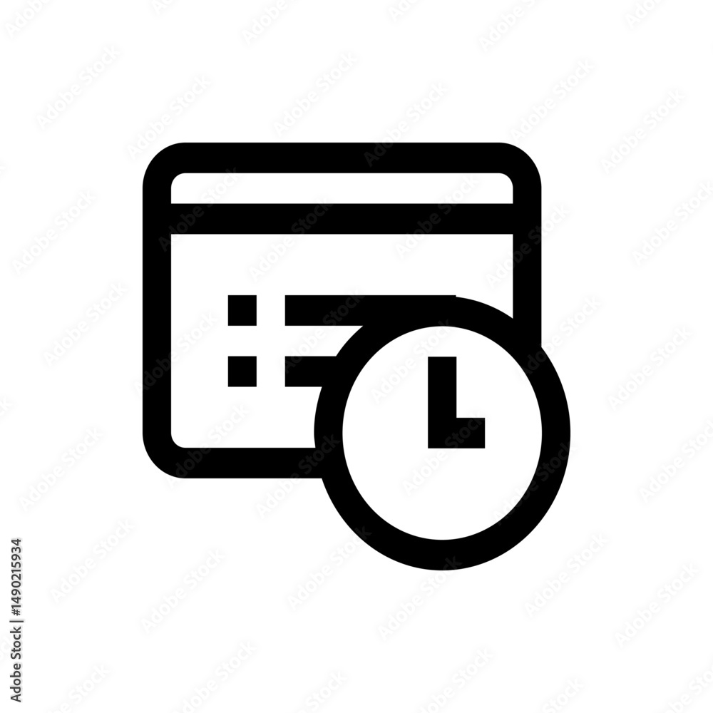 Poster icon of a calendar with list items and a clock overlay indicating time management and scheduling tas
