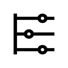Illustration of a simple abacus with three rows and beads on a white background, black lines and circles