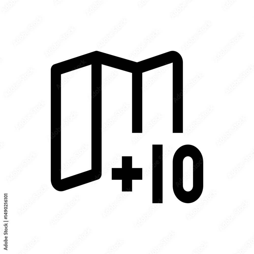 Poster illustration of an open folder with a plus sign and a vertical bar next to a circle shape design