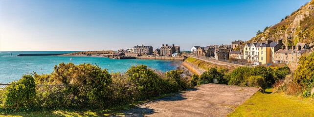 Naklejka premium A view from Porkington terrace towards the town of Barmouth, Wales in springtime