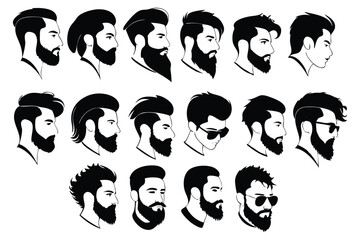 set of men faces vector