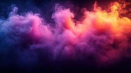 Abstract Colorful Smoke Cloudscape: A Vivid Dreamscape of Purple, Pink, and Orange Hues
