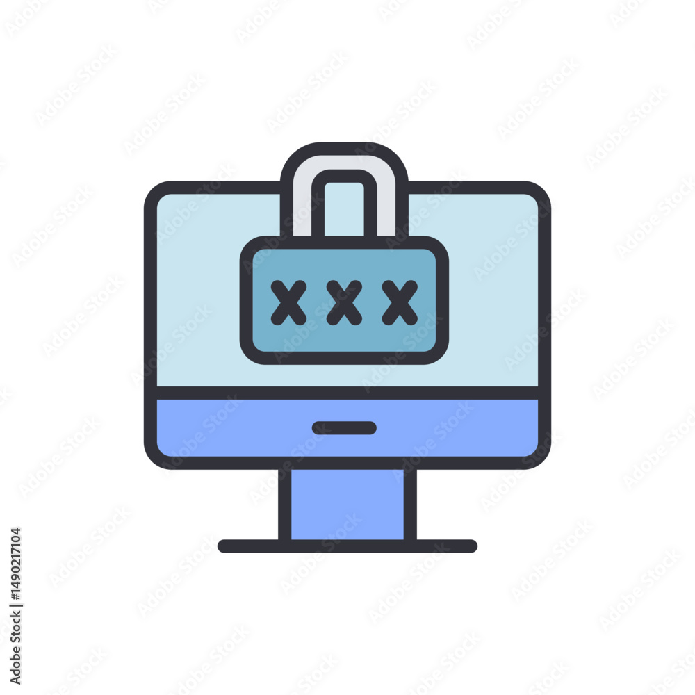 Poster computer screen security with password protection and data encryption