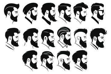 set of men faces vector