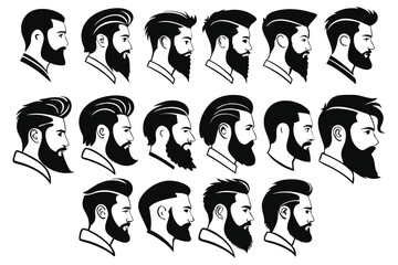 Naklejka premium set of men faces vector