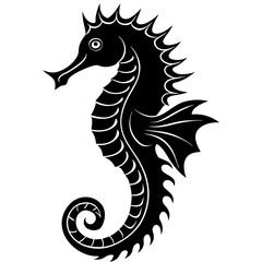 Sea Horse vector Silhouette on white background 