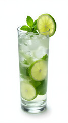 Présentation de mojito glacé isolé sur fond blanc