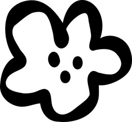 Floral Leafs In Black Ink Style