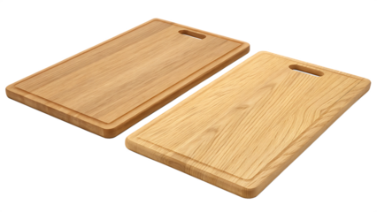 two wooden cutting board isolated on white background, PNG