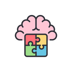 Creative Brain With Colorful Puzzle Pieces Representing Problem Solving