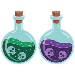 Toxic poison bottle silent killer isolated vector illustration on white background