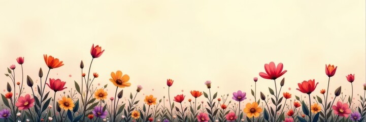 Elegant meadow bouquet silhouette, beige wall background, summer, mockup, stationery