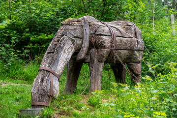 old wooden horse sculpture