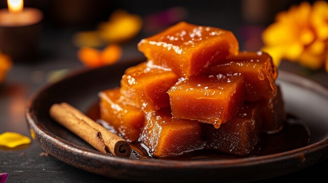 Traditional candied pumpkin calabaza en tacha - mexican day of the dead dessert