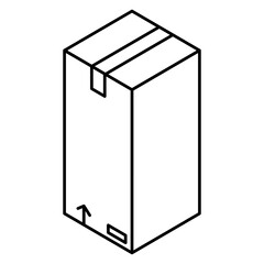 Tall Sealed Cardboard Box with Arrow Symbol for Shipping and Packaging Illustration