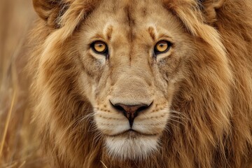 Golden-Eyed Lion Staring Straight Ahead