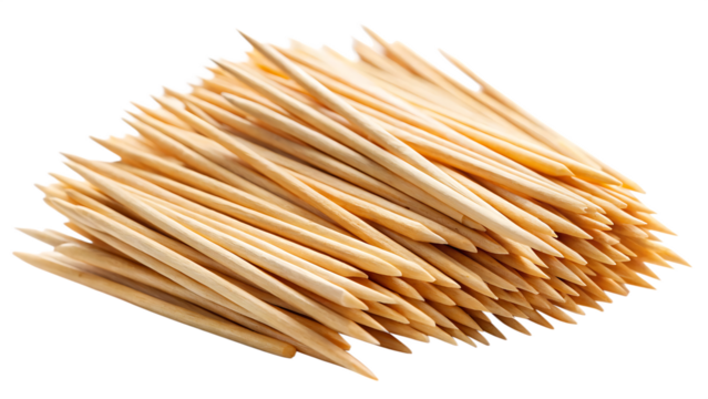 wooden toothpicks isolated on white background, PNG