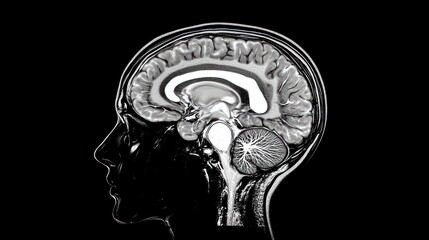 Human brain mri scan sagittal view anatomy medical healthcare neuroscience