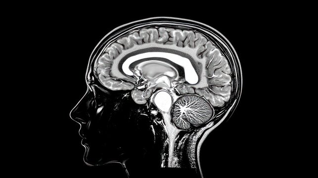 Human brain mri scan sagittal view anatomy medical healthcare neuroscience