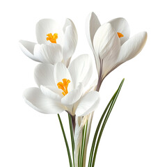 Fototapeta premium A beautiful bouquet of white tulip flowers blooming in spring nature isolated on transparent background