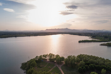 Serene Sunset Over the Lake Landscape