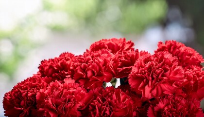 Fototapeta premium bouquet of red flowers carnation for use as nature background