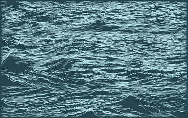 Ocean surface. Editable hand drawn illustration. Vector vintage engraving. 8 EPS