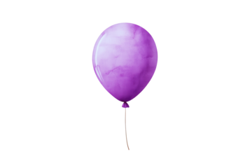Single purple balloon floating transparent background perfect for celebration designs